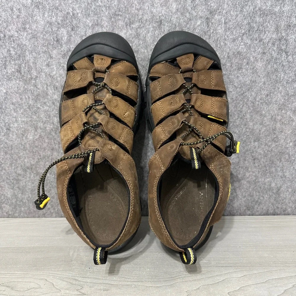 KEEN Newport Sandals Mens 14‎ Brown Bison Leather Waterproof Hiking Shoe